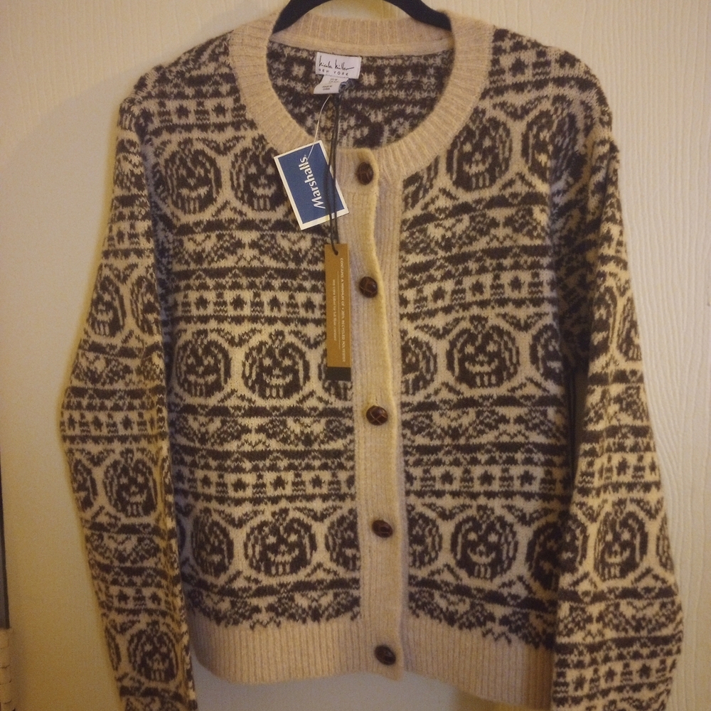 Beige & Brown Pumpkin Print Cardigan-Marshalls/Tjmaxx